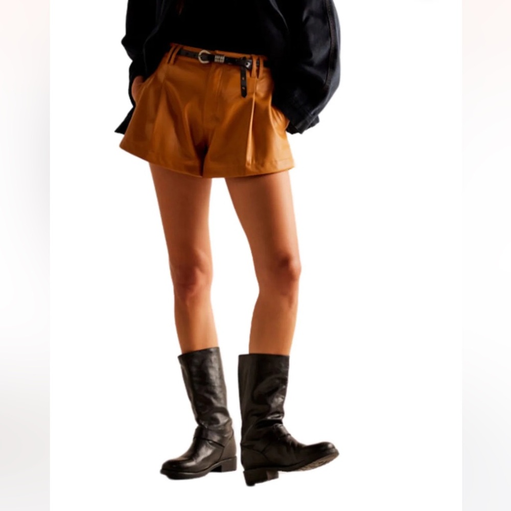 Free People Free Reign Leather Shorts